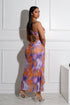 Everest Mesh Printed Ruffle Maxi Dress